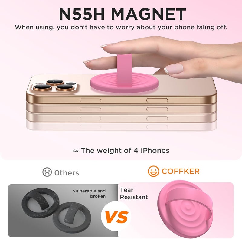 COFFKER Magnetic Phone Grip Ring Holder, Liquid Silicone Magnet Cell Phone Grip Finger Loop, Compatible with Magsafe, Back of Phone for iPhone 17/16/15/14/13/12 Series, Tender Pink - Image 5